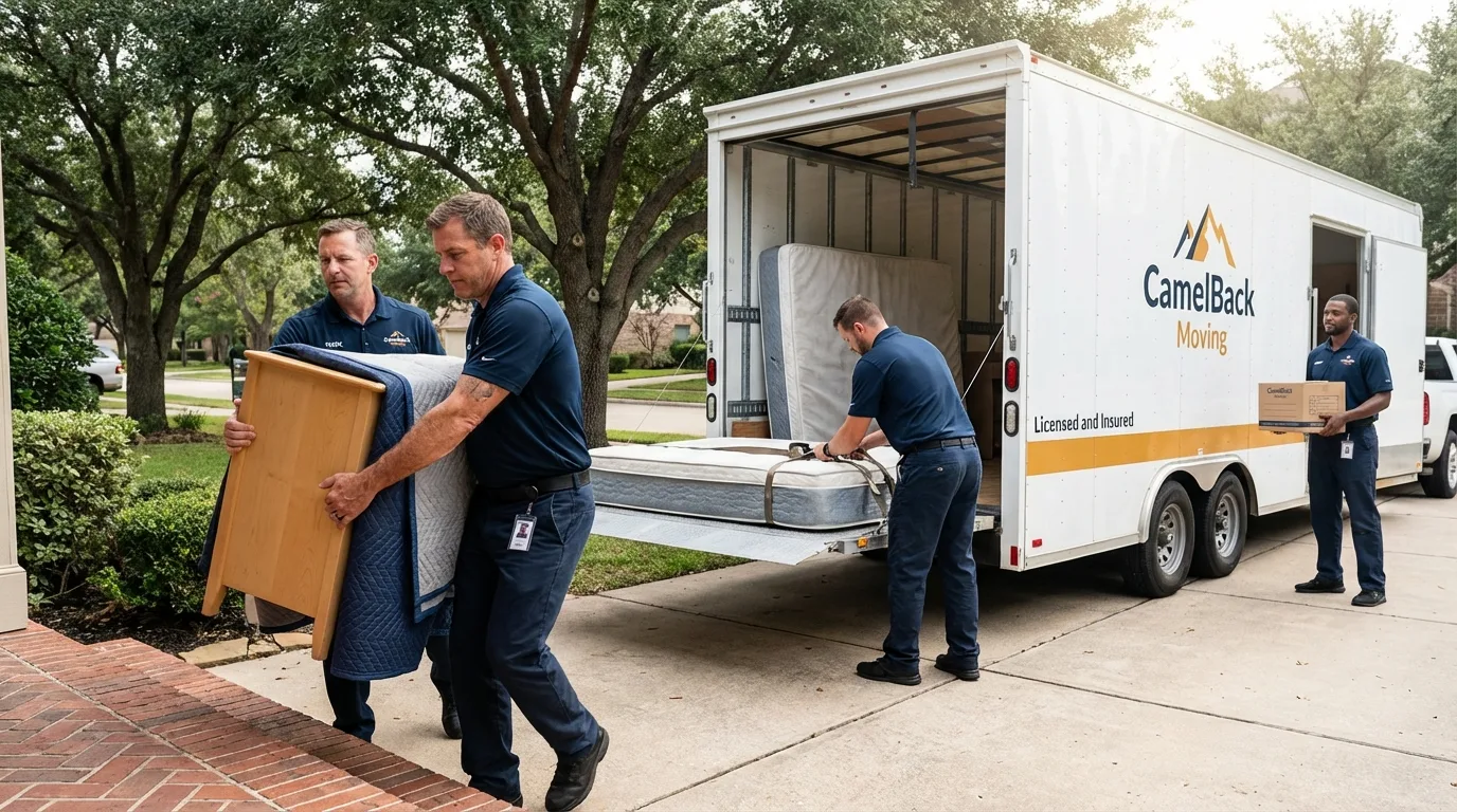 Crew loading residential truck for cross-state move from Fenton, MI