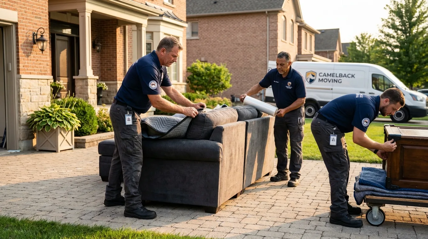 Large estate moving crew wrapping furniture in Fenton, MI