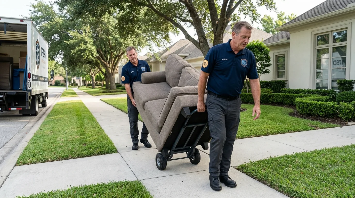 Local residential moving crew loading furniture in Fenton, MI